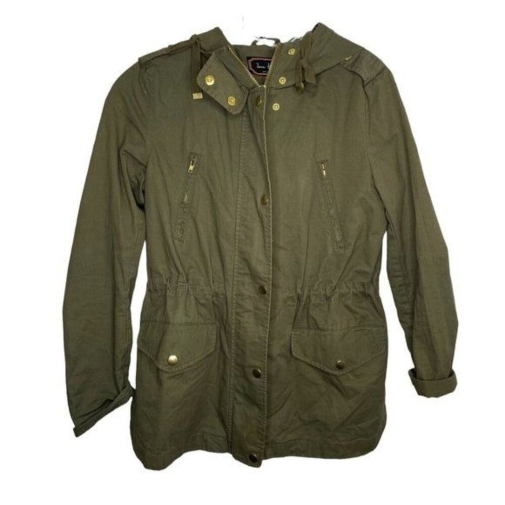 Love Tree Womens Small Olive Green Utility Anorak Jacket Hooded Field Coat